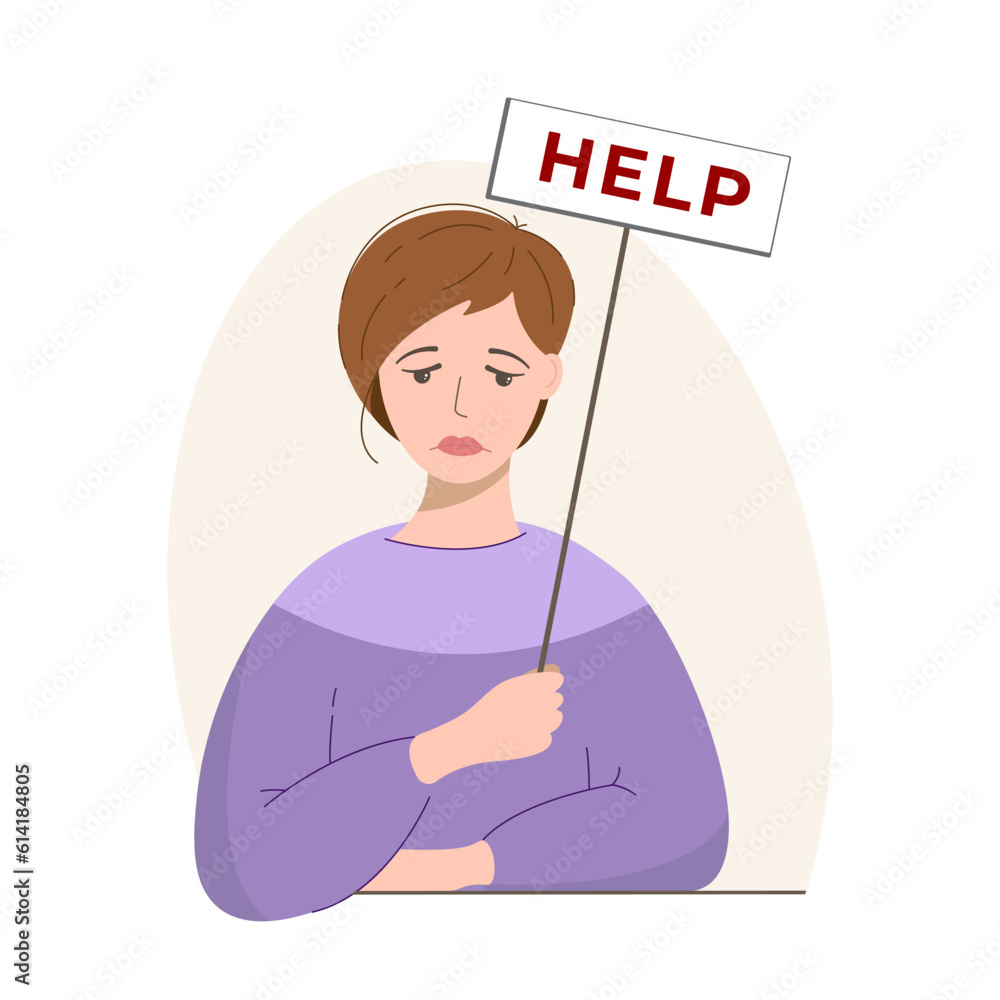 A woman in a depressed state, asking for help A woman in a depressed state, asking for help