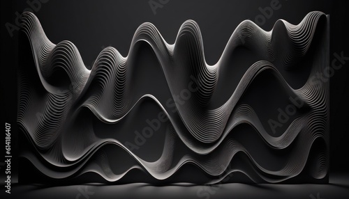 Abstract Wavy Lines Background Black and White B&W AI-Generated