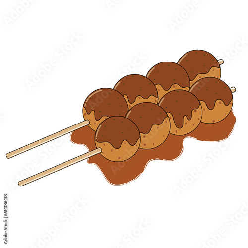 Meatballs skewers with sauce photo