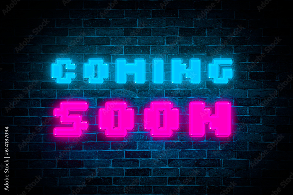 Coming Soon Neon sign banner, shining light signboard collection. Coming Soon Neon sign banner, shining light signboard collection.