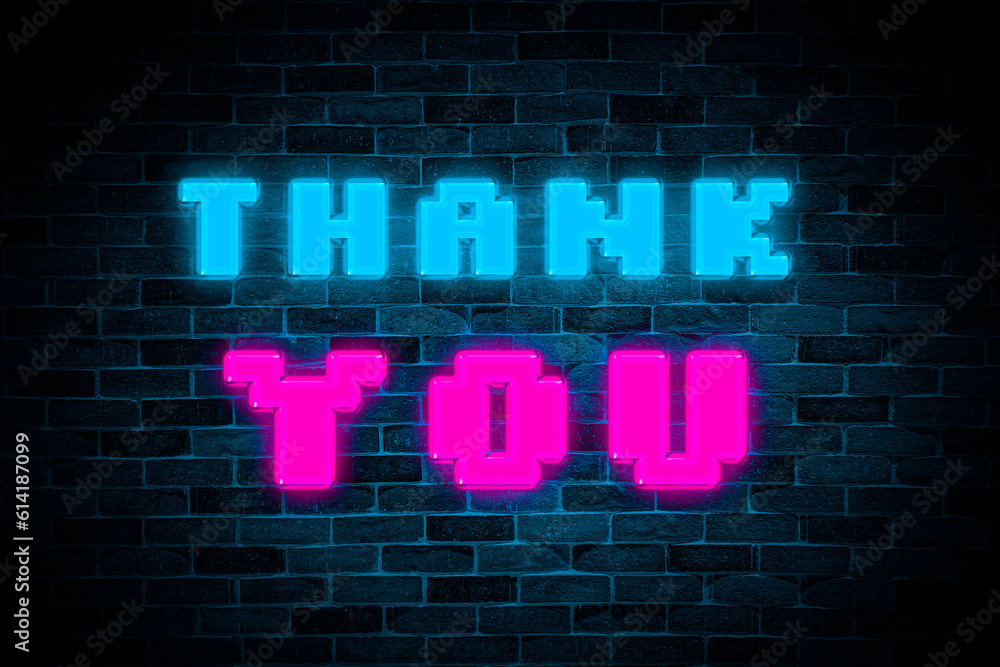 Thank You neon banner on the brick wall background.
Thank You neon banner on the brick wall background.