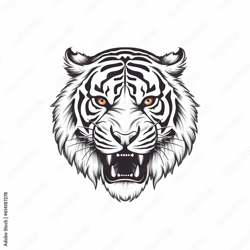 Tiger logo idea illustration, Generative AI