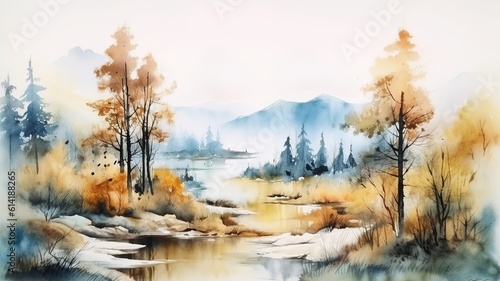 a beautiful painting of a colorful landscape painted with watercolors
