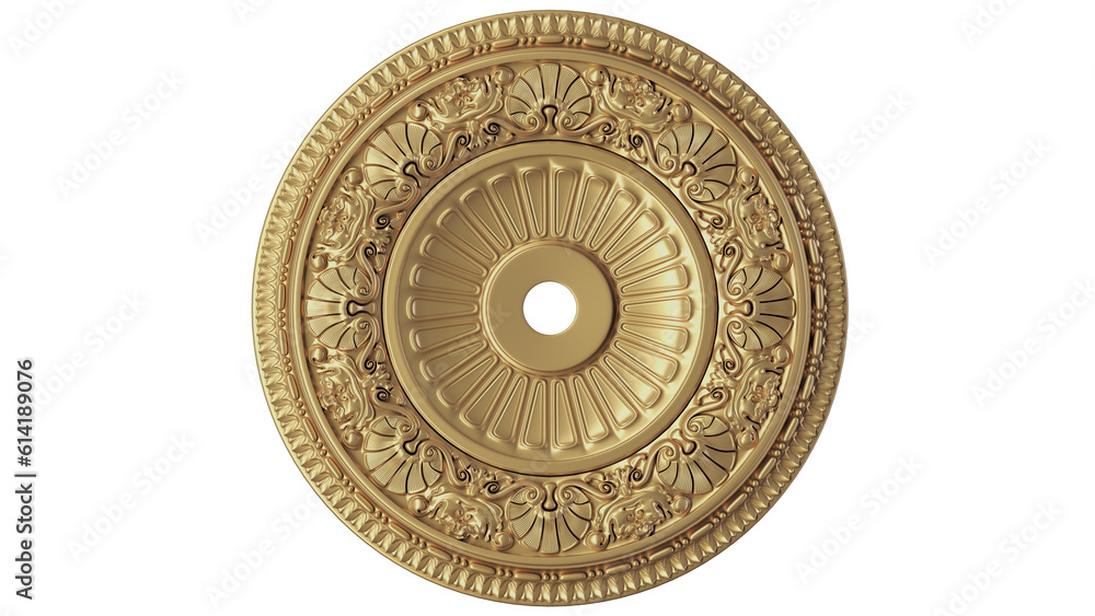 circle luxury golden ornament isolated on white background, PNG cut out