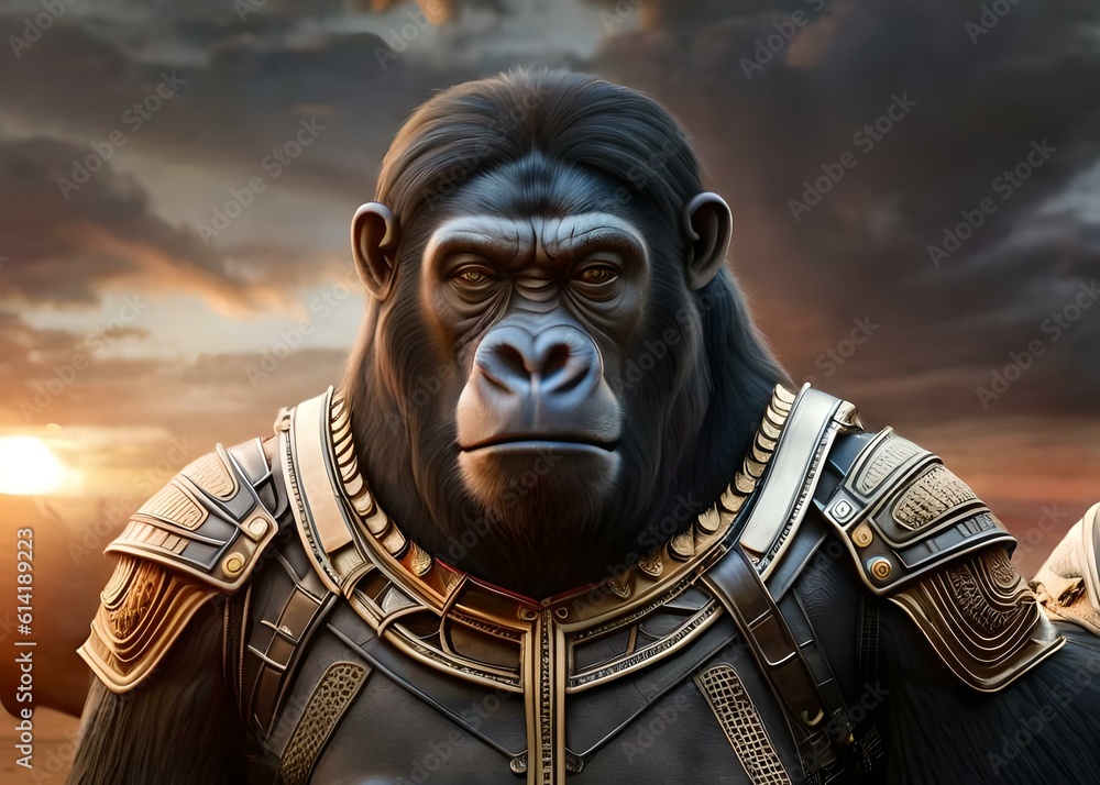 Warrior gorilla ape armoured closeup