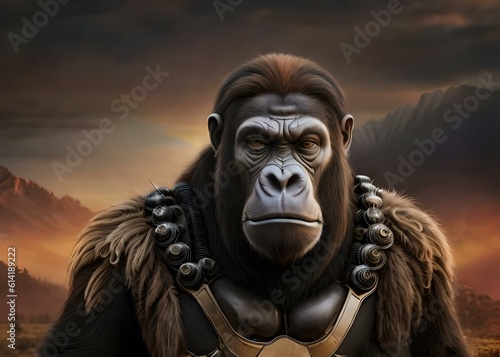 Warrior gorilla ape closeup