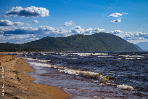 Scenic view of mountains on the edge of lake Baikal
