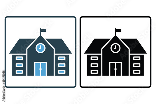 High school building icon. Solid icon style. Simple vector design editable