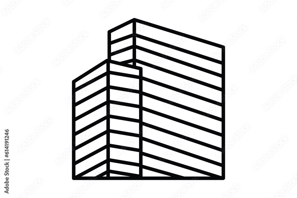Icon of high-rise office building. icon related to building, construction, workplace. Line icon style. Simple vector design editable Icon of high-rise office building. icon related to building, construction, workplace. Line icon style. Simple vector design editable
