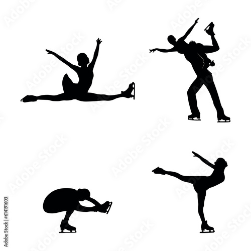Ice Skating Silhouette on white background