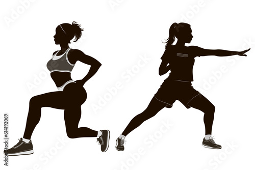 Sport Woman Silhouette Exercise Fitness Vector Illustration