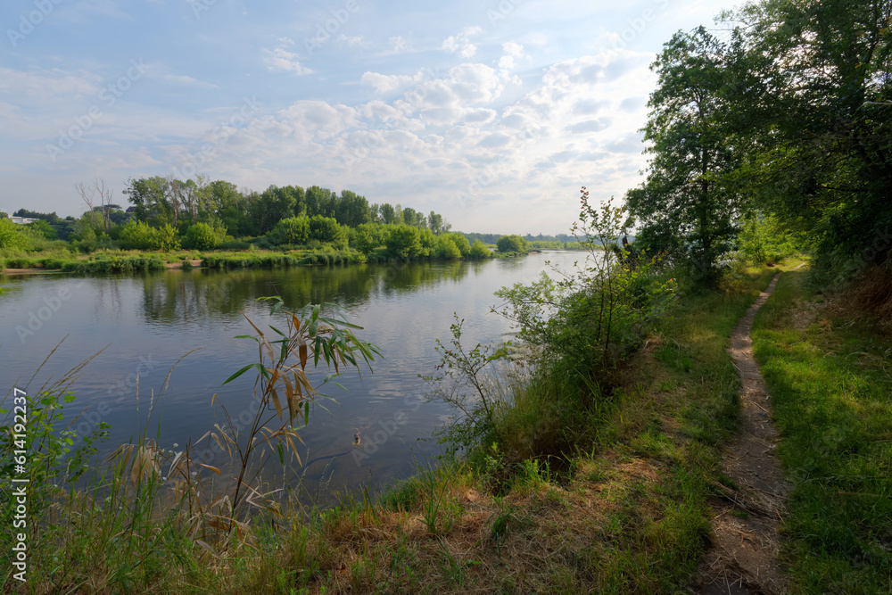 Country path along the Islands of the Saint-Mesmin National Nature Reserve in Loire valley Country path along the Islands of the Saint-Mesmin National Nature Reserve in Loire valley