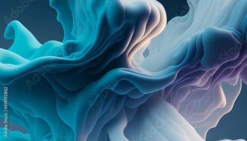 Abstract colorful liquid molecules background. modern and artistic 3D abstract metallic fluid or porous shapes, AI generative