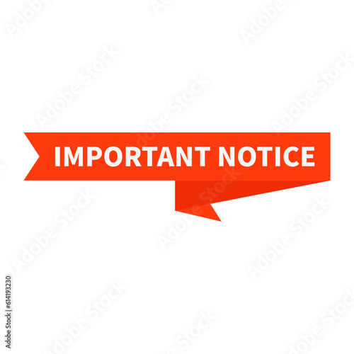 Important Notice In Orange Color Ribbon Rectangle Shape For Announcement
