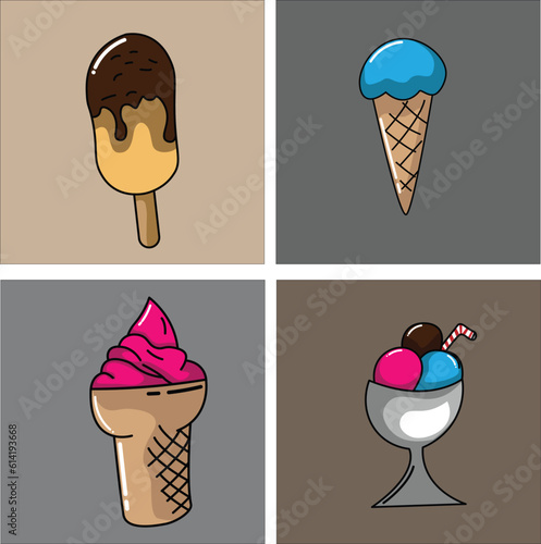 ice cream illustration vector with sweet color