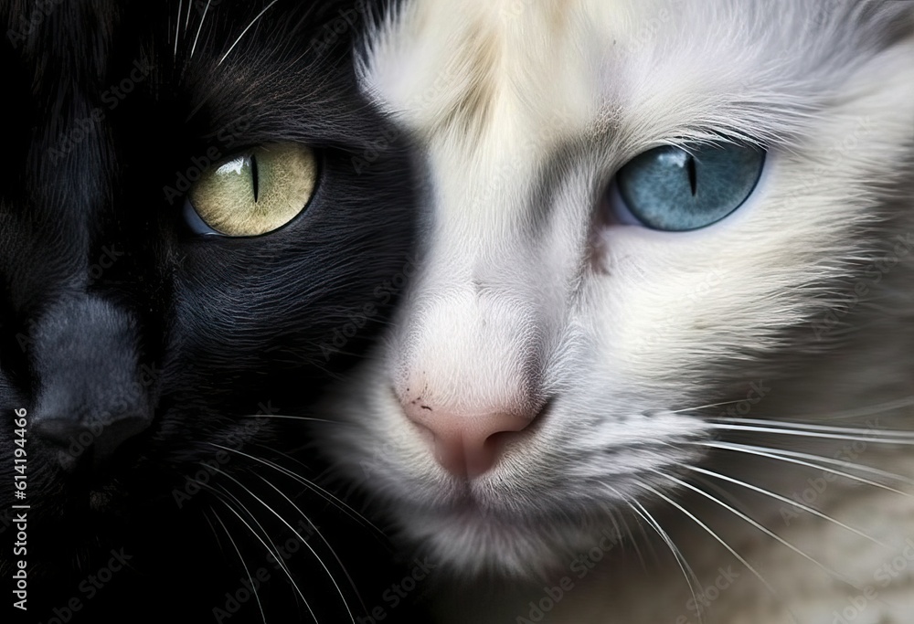 Two cats gazing at each other. Generative AI