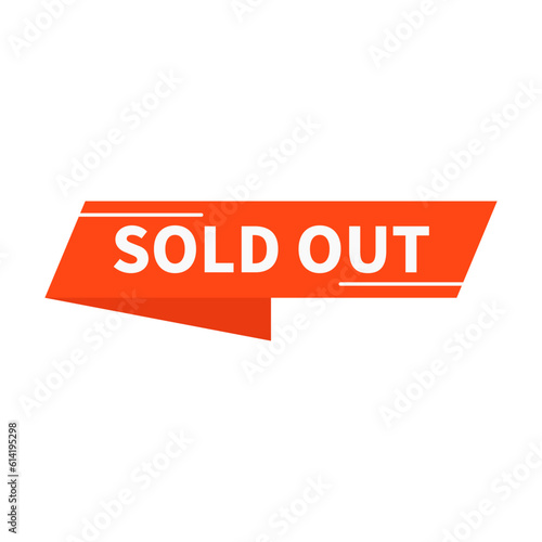 Sold Out In Orange Color Rectangle Ribbon Shape With White Line For Promotion Sale
