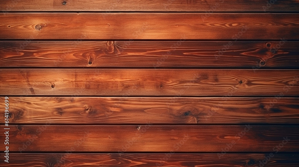 Naklejka premium Wooden table texture. brown planks as background top view. Generative AI