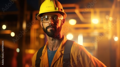 Industry. Engineer of an oil rig. Petrochemical. Electric background. Petrochemical, electricity, gas rig. © sirisakboakaew