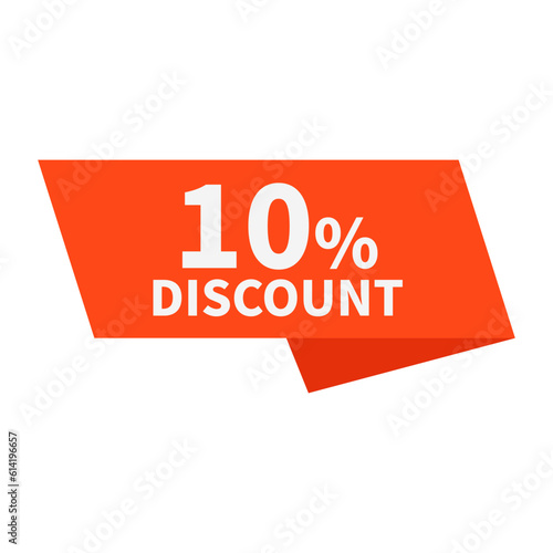 10 Discount In Orange Color Rectangle Ribbon Shape For Promotion Sale
