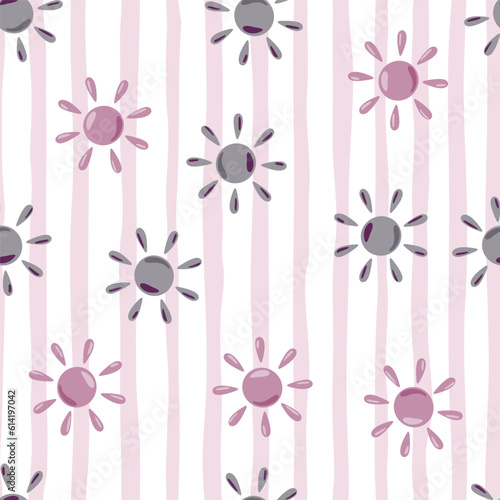 Sun seamless hand drawn pattern in doodle style.