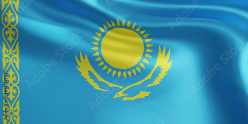 Flag of Kazakhstan 3d rendering