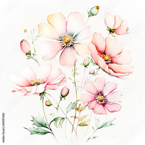 Light Pink Watercolor Flowers  Flower watercolor illustration background