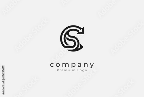 Abstract Initial letter CS Arrow Logo Design, letter C and S with Arrow combination  design  inspiration, vector illustration