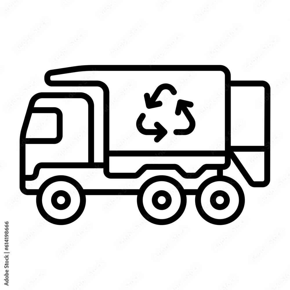 Naklejka premium Split Body Rear Load Garbage Trucks concept, Waste or Direct Collection Vehicle vector icon design, Housekeeping symbol, Home cleaning sign, Professional cleaners equipment stock illustration