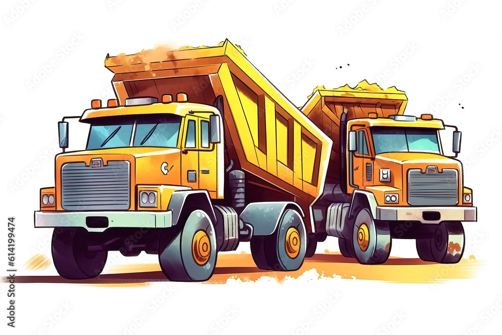 Dump Trucks Illustration. Transportation illustration. Generative AI
