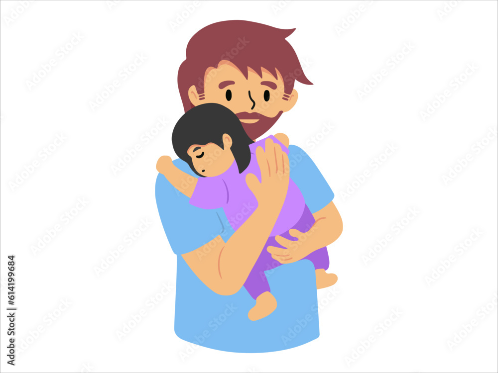 Dad holding baby or People Character illustration