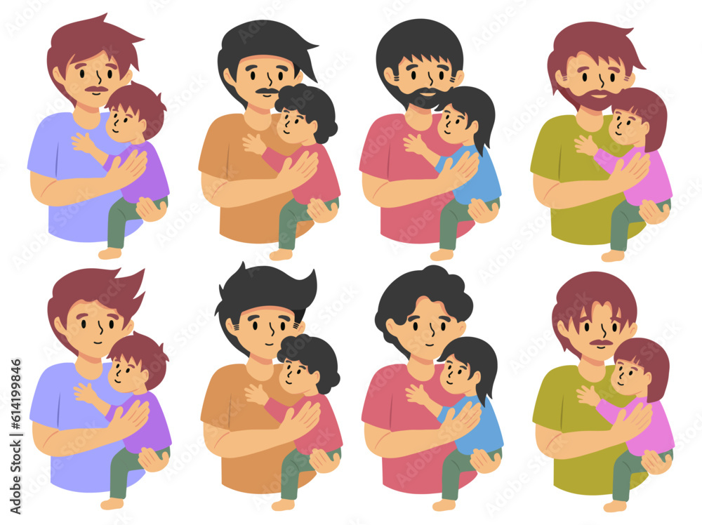 Dad holding baby or avatar icon illustration Dad holding baby or avatar icon illustration
