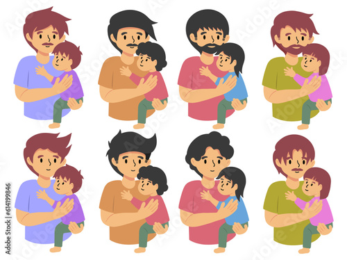 Dad holding baby or avatar icon illustration