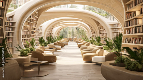 Terraced Library Pods. Creating a Relaxing Reading Oasis. Modern Green Bookseller For Study. Generative AI