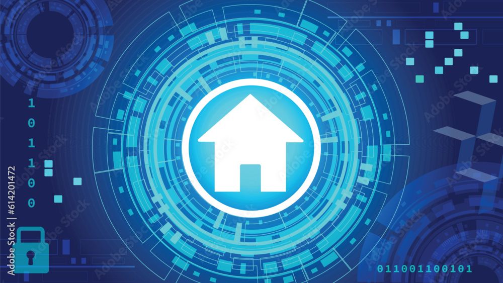 Fotografie Blue home security and information or network protection