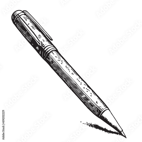 Retro pen hand drawn sketch illustration Write