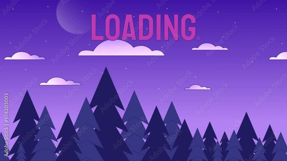 Night in woods loader animation. Cloudy sky above fairy forest skyline. Cloudscape. Flash message 4K video. Chill lofi colour loading animation with alpha channel transparency for UI, UX web design Night in woods loader animation. Cloudy sky above fairy forest skyline. Cloudscape. Flash message 4K video. Chill lofi colour loading animation with alpha channel transparency for UI, UX web design