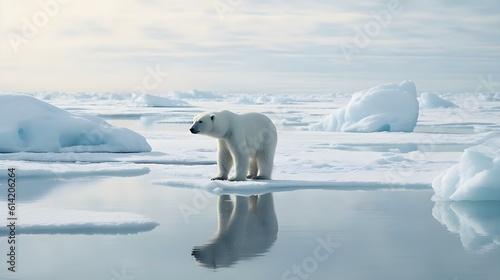Obraz na plátně A Polar Bear on Ice Floe