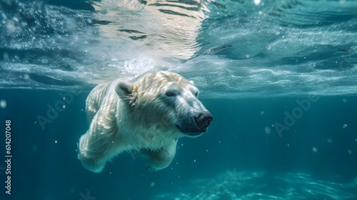 A Polar Bear Swimming in the Arctic Ocean