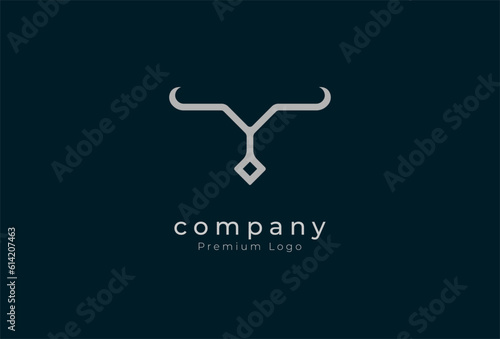 Initial Y horn Logo, minimalist letter Y with horn design logo, vector illustration