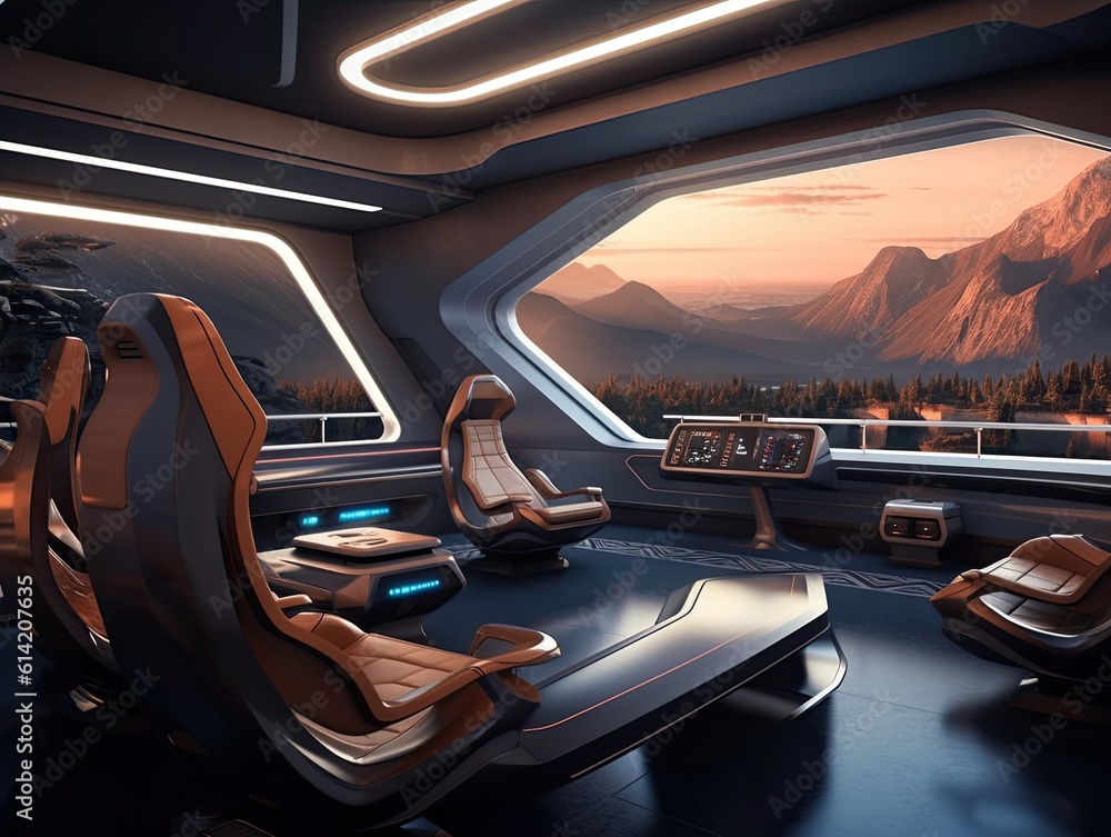 A spaceship landed on another planet. Generative AI.