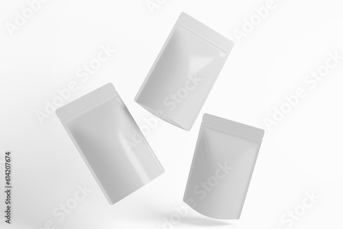 Snack pouch plastic bag packaging mockup on white background