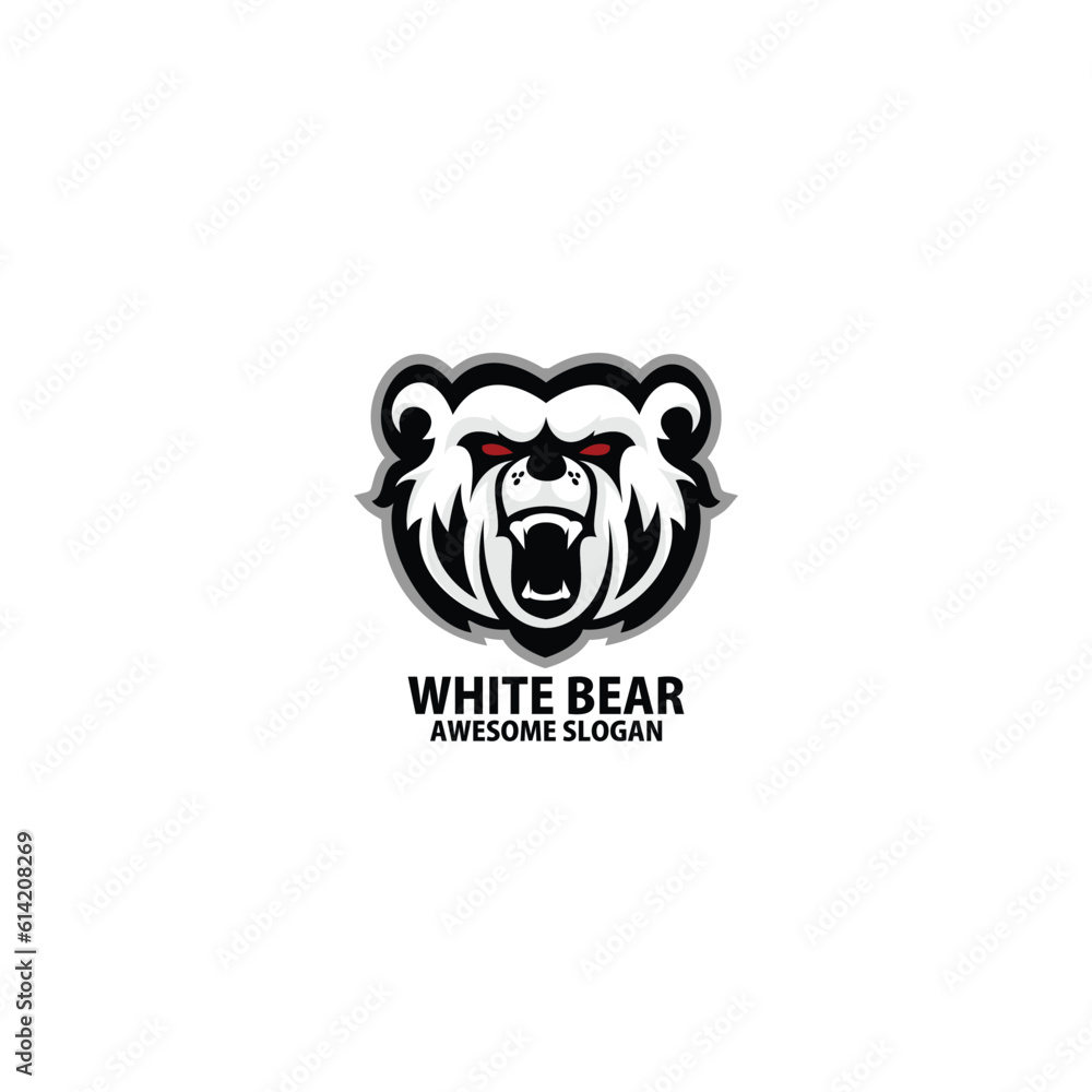 white bear logo gaming esport design mascot