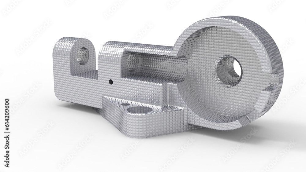 3D rendering - metallic CAD part on white 3D rendering - metallic CAD part on white