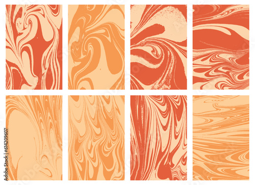 Liquid marble texture in color. Swirls and ripples of stone. Fluid art Ebru. Template for design covers, posters, business cards, presentation, invitation, flyers. Vector.