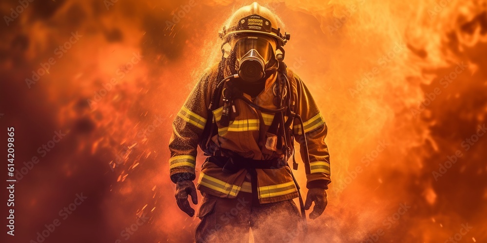Firefighters fighting a fire. Generative Ai Firefighters fighting a fire. Generative Ai