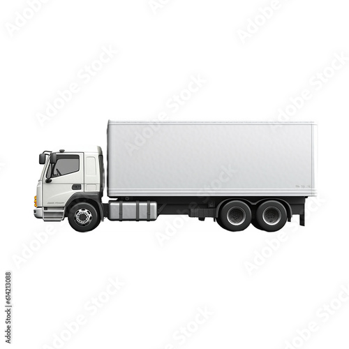 white delivery cargo truck advertisingon transparent background