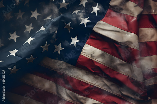 old American flag vintage color tone