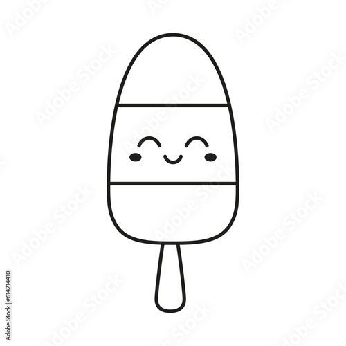 vector illustration of outline ice cream character