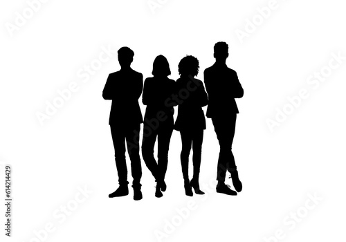 silhouettes of group of people